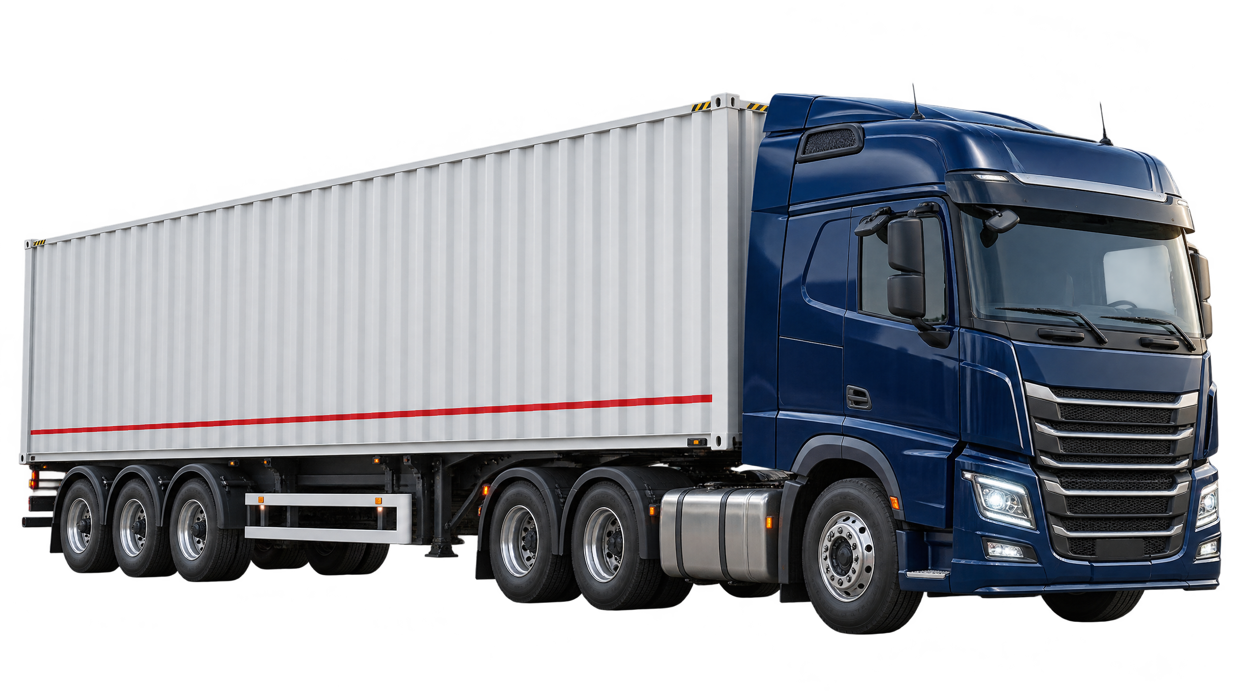 Illustrative freight truck concept approaching a distribution destination